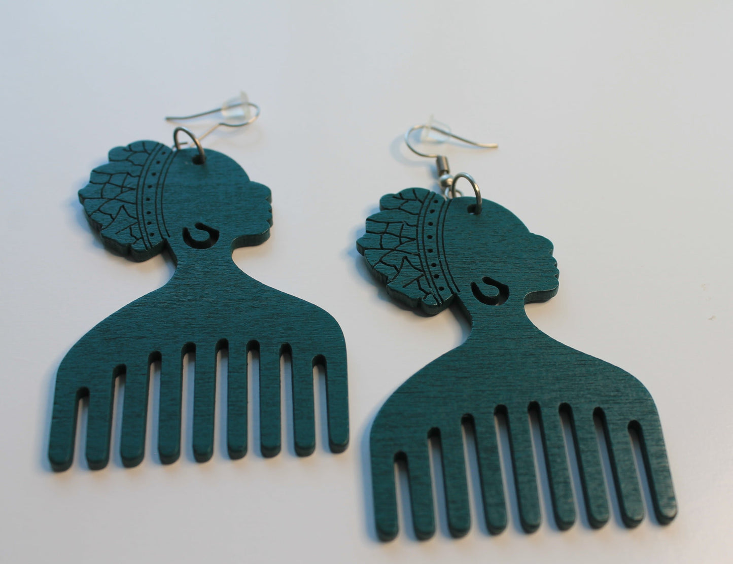Green Silhouette Afropick Earring