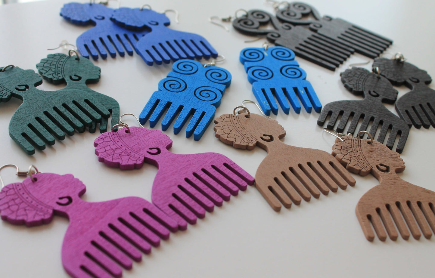 Green Silhouette Afropick Earring