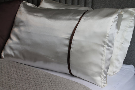 Ivory Stripe Satin Pillowcase