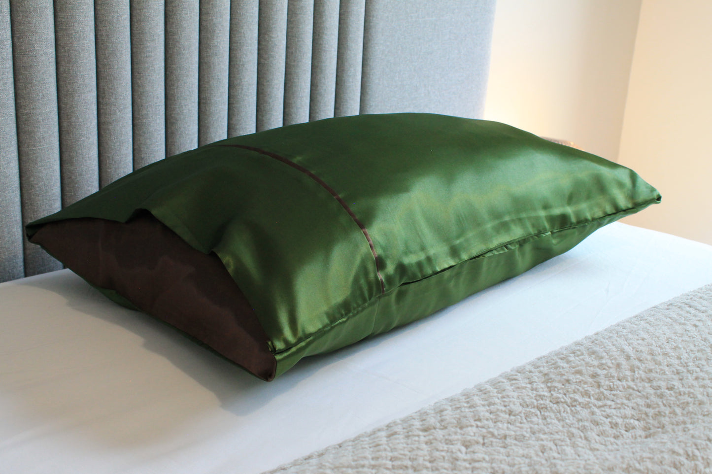 Green Stripe Satin Pillowcase