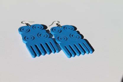 Blue Afropick Earring