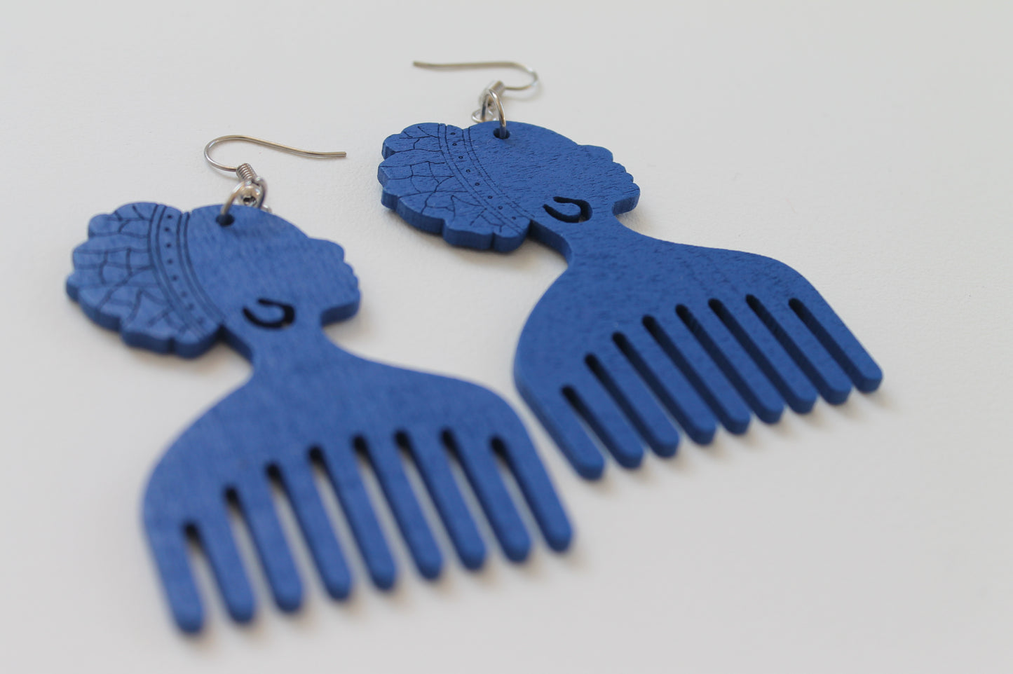 Cobalt silhouette Afropick Earring